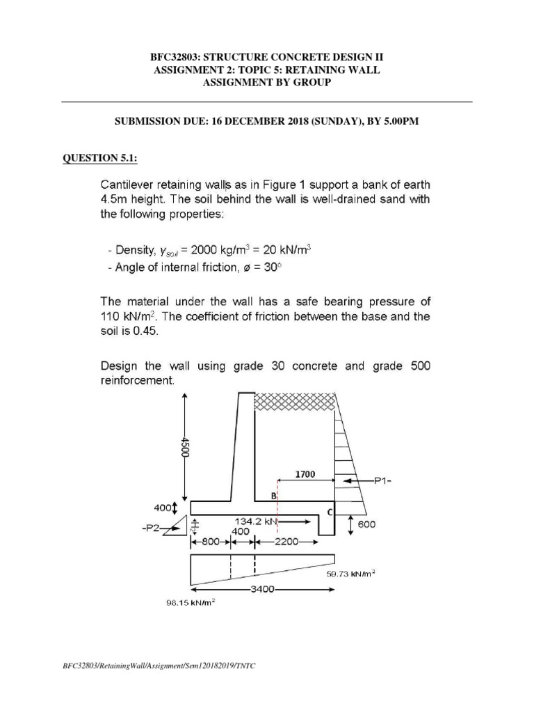 Retaining Wall Design and Calculations | PDF | Civil Engineering ...