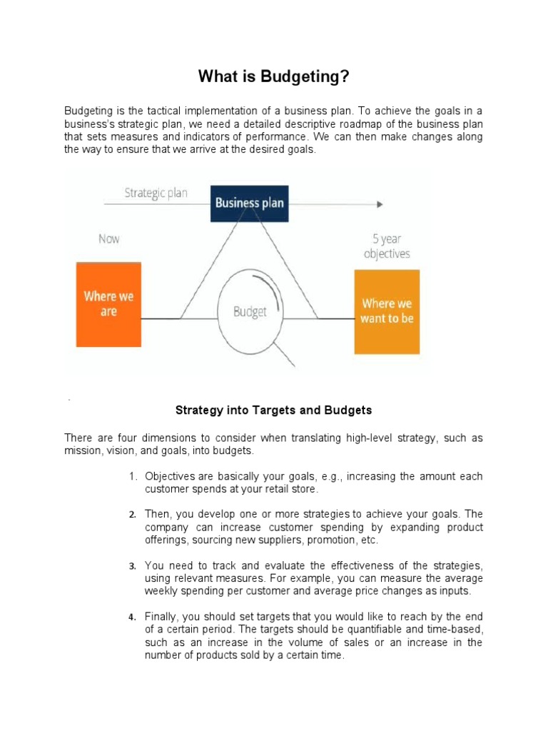 What Is Budgeting? Strategy Into Targets and Budgets PDF Expense Budget