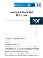 A Brief History of English Literature – Literary Theory and Criticism