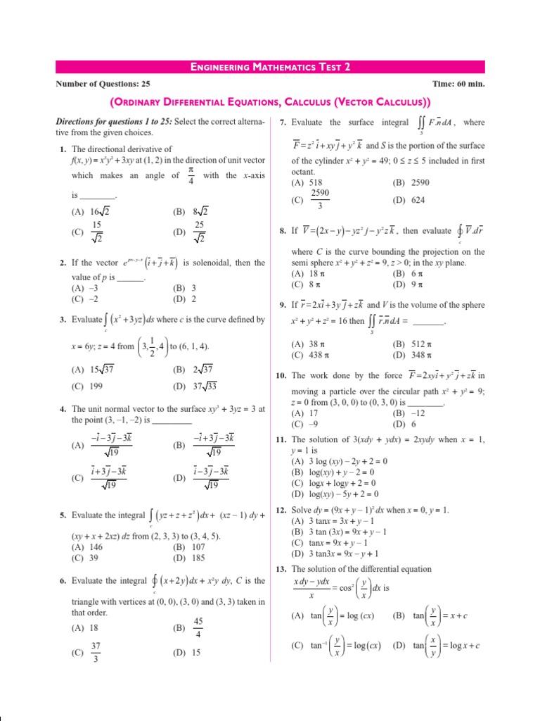 (Ordinary Differential Equations, Calculus (Vector Calculus) ) PDF