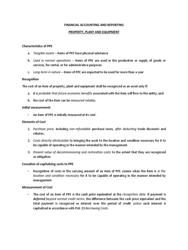 Understanding PPE in Financial Accounting | PDF | Depreciation ...