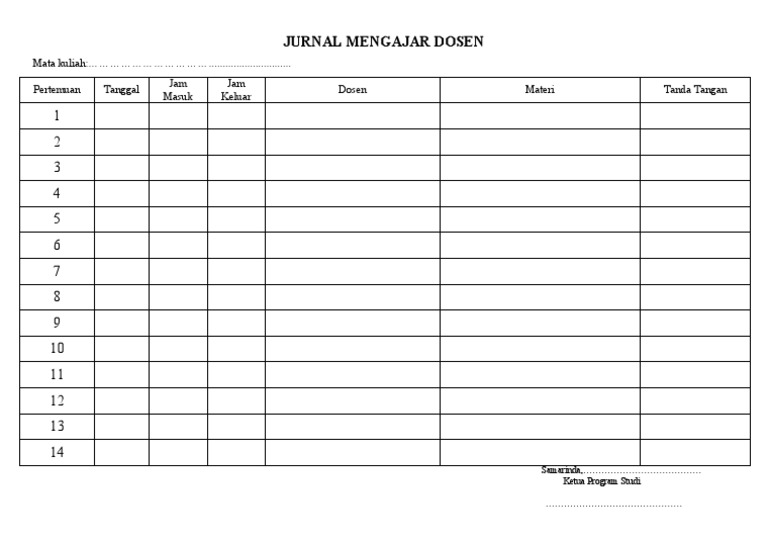 Contoh Jurnal Mengajar Dosen | PDF