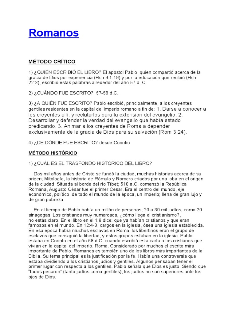 Estudio Libro de Romano | PDF | Epístola a los romanos | Pablo el apóstol