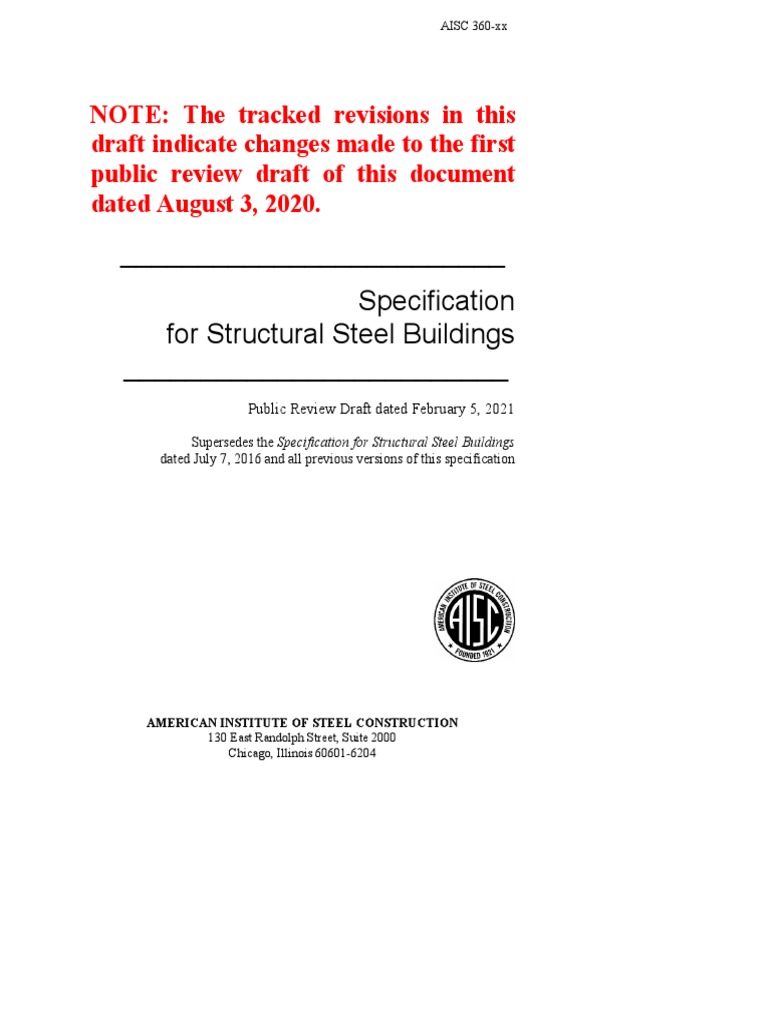 AISC 360 - Draft - 2021 02 05 | PDF | Young's Modulus | Buckling