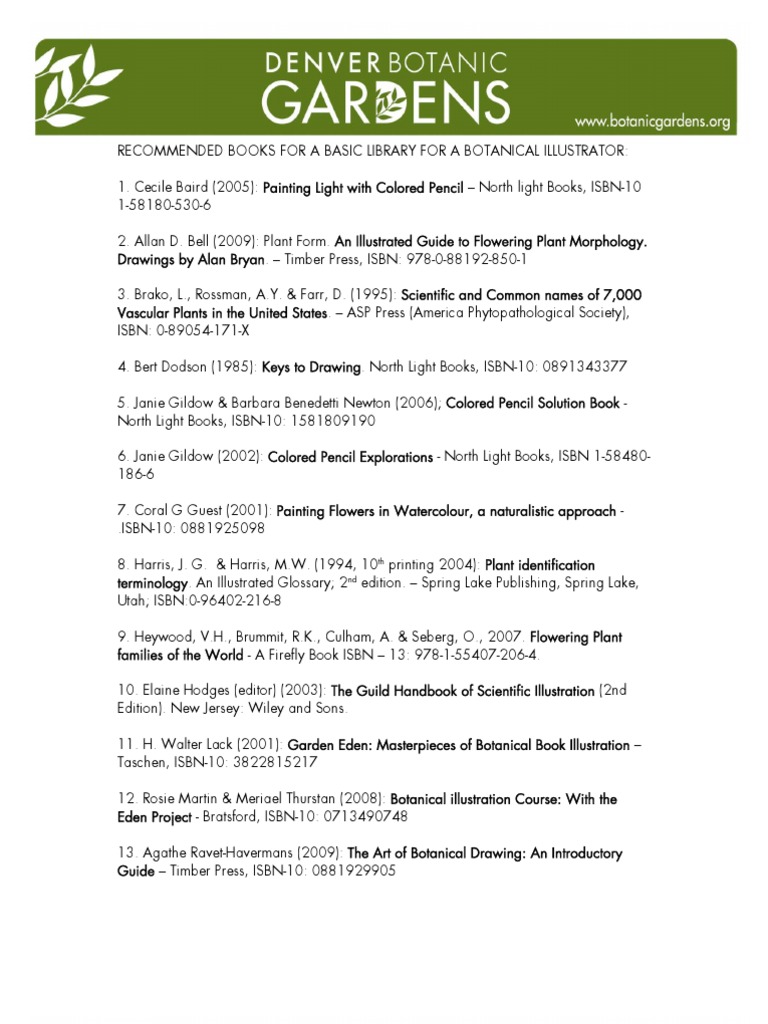 Titles by The Denver Botanic Gardens' Botanical Art and Illustration Program To The