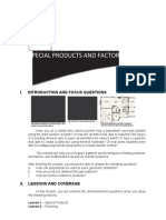 Special Products and Factors: I. Introduction and Focus Questions