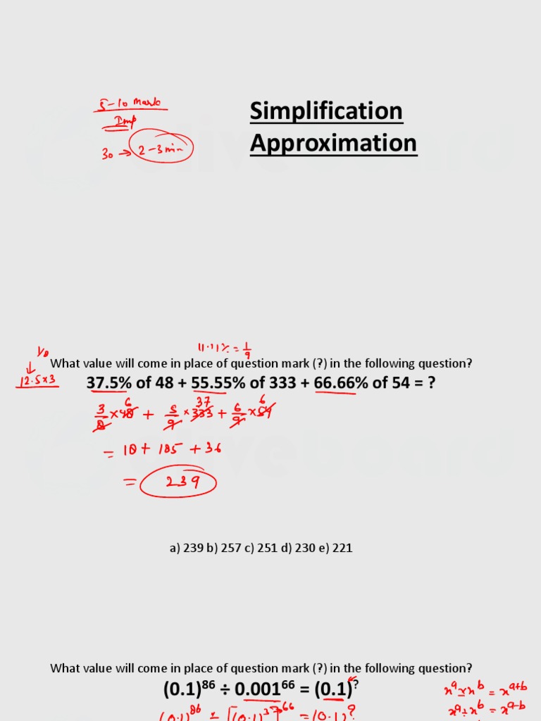 Simplification and Approximation Questions | PDF | Applied Mathematics ...