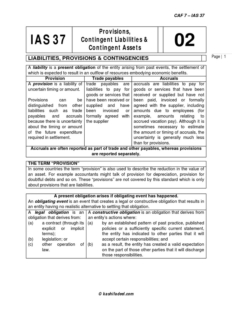 Provisions, Contingent Liabilities & Contingent Assets | PDF | Accrual ...