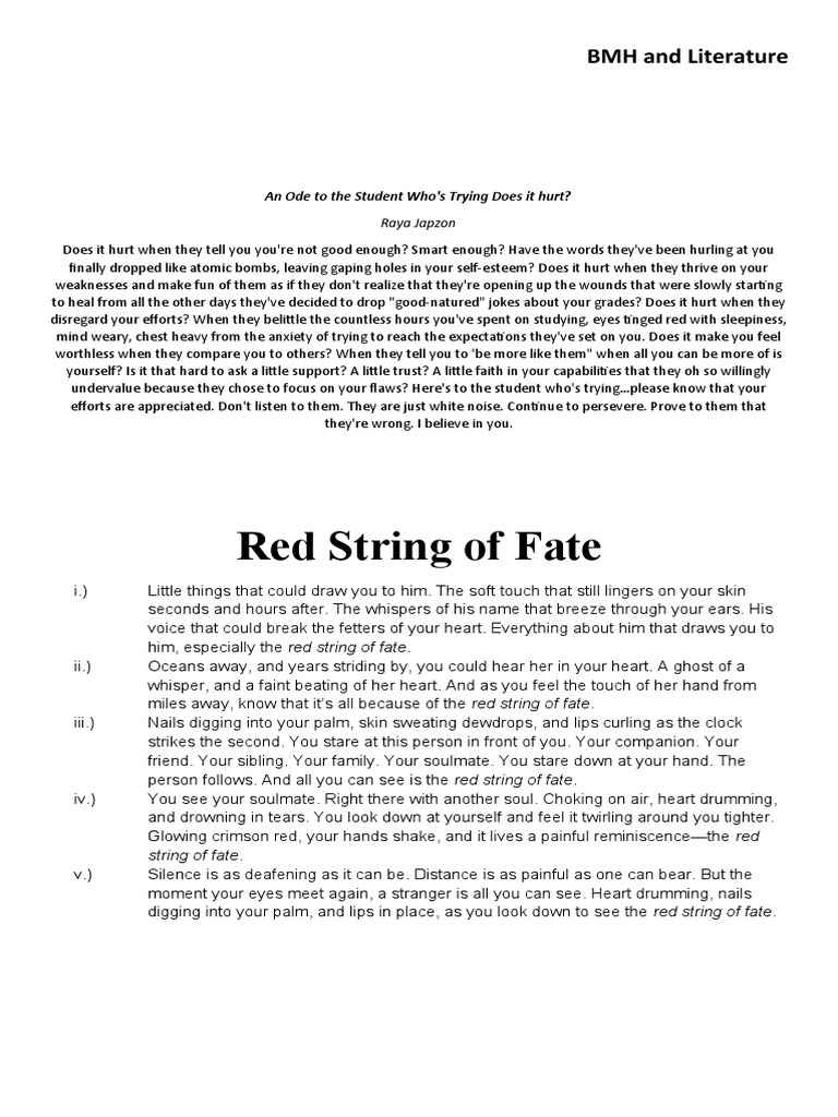Red String of Fate BMH and Literature PDF