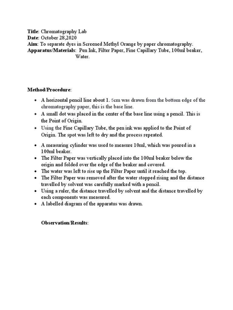 Chromatography Lab PDF Chromatography Solvent