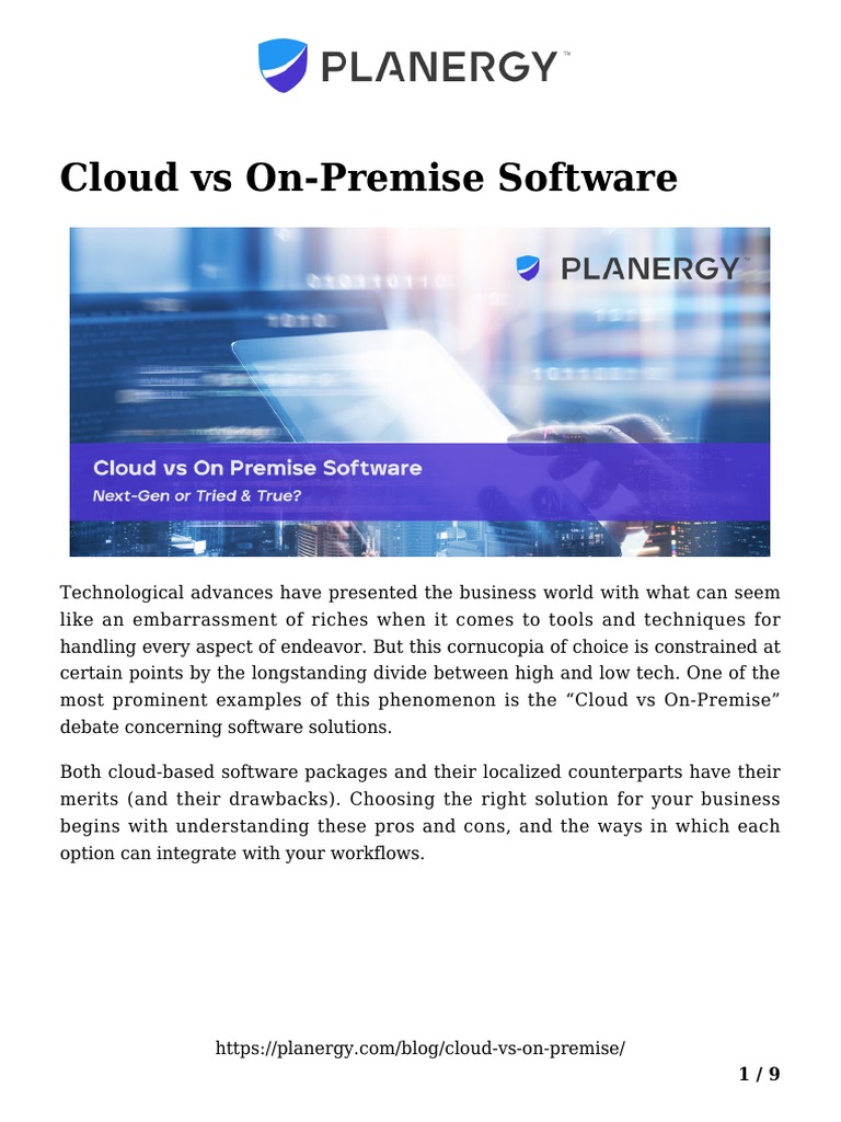 Cloud vs On-Premise Software Analysis | PDF | Cloud Computing ...