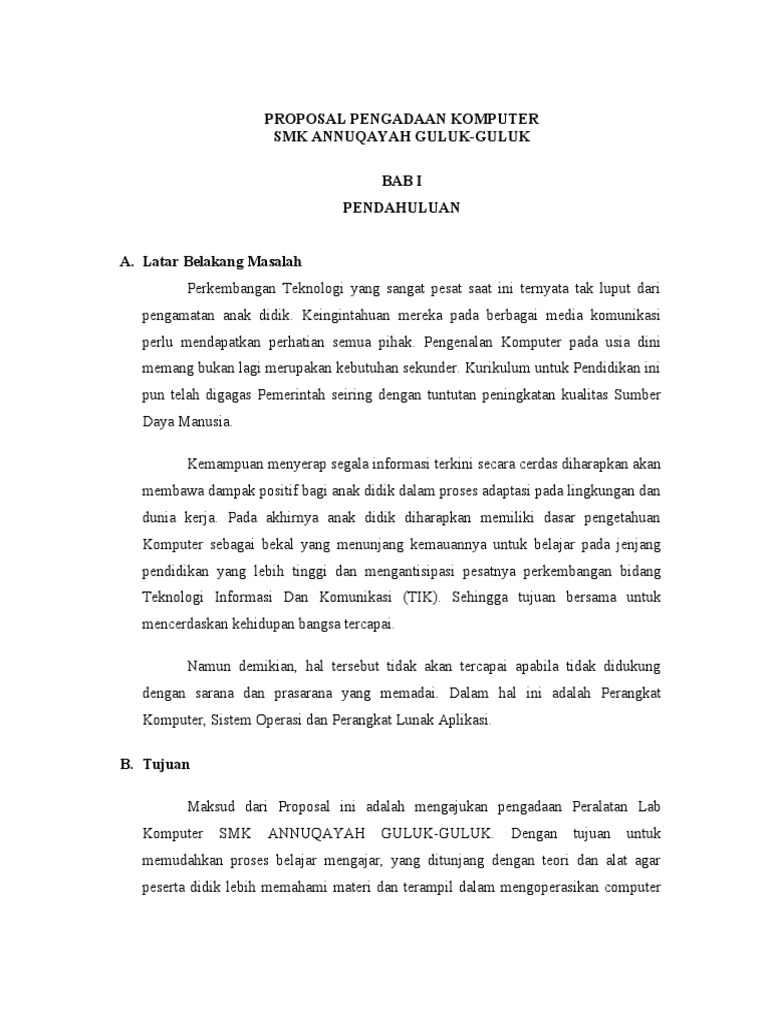Proposal Pengadaan Komputer Di Lab Kompu | PDF