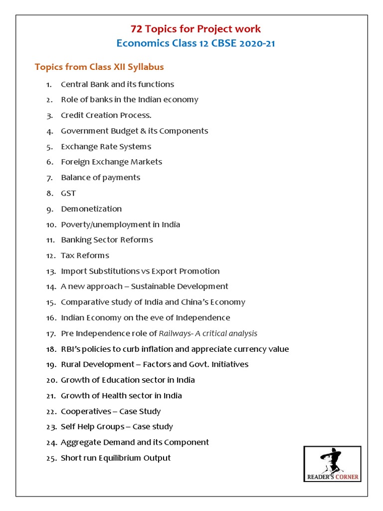 72 Topics For Economics Project Pdf Economy Of India Economic Growth
