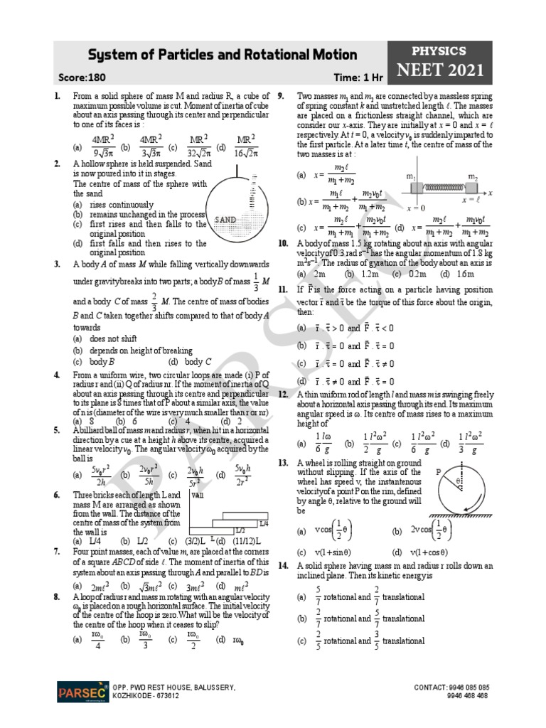 06 System of Particles and Rotational Motion | PDF | Rotation Around A ...