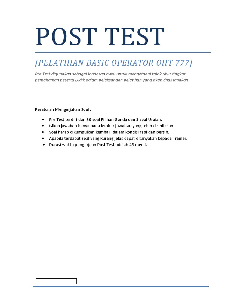 Post Test OHT 777 Edit 1 | PDF | Teknologi & Rekayasa