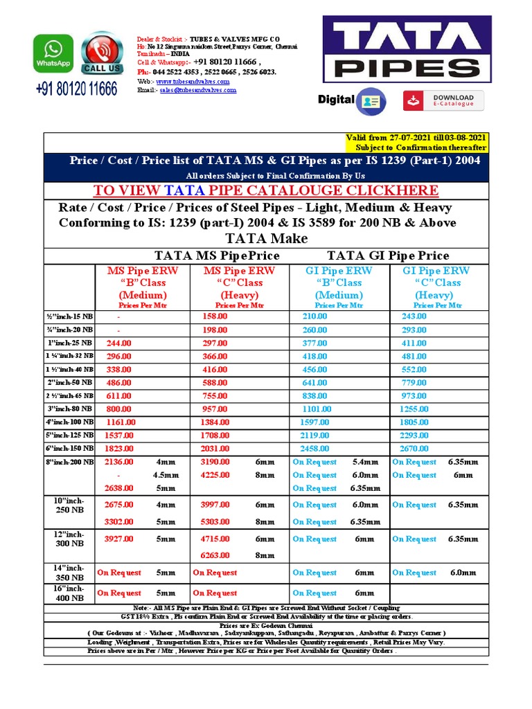 Jindal Star Pipes Price List PDF Pipe (Fluid Conveyance)