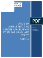 Guide To Completing The Online Application Form For Graduate Study 2015-16
