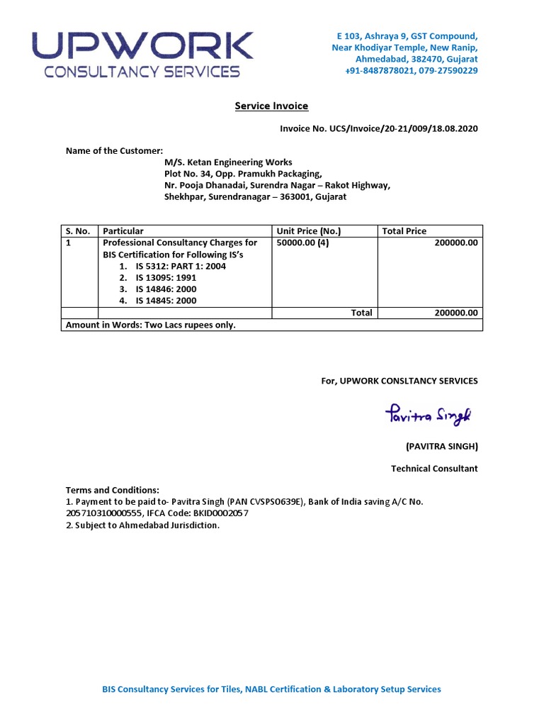 Upwork Invoice for Ketan Engineering Works | PDF