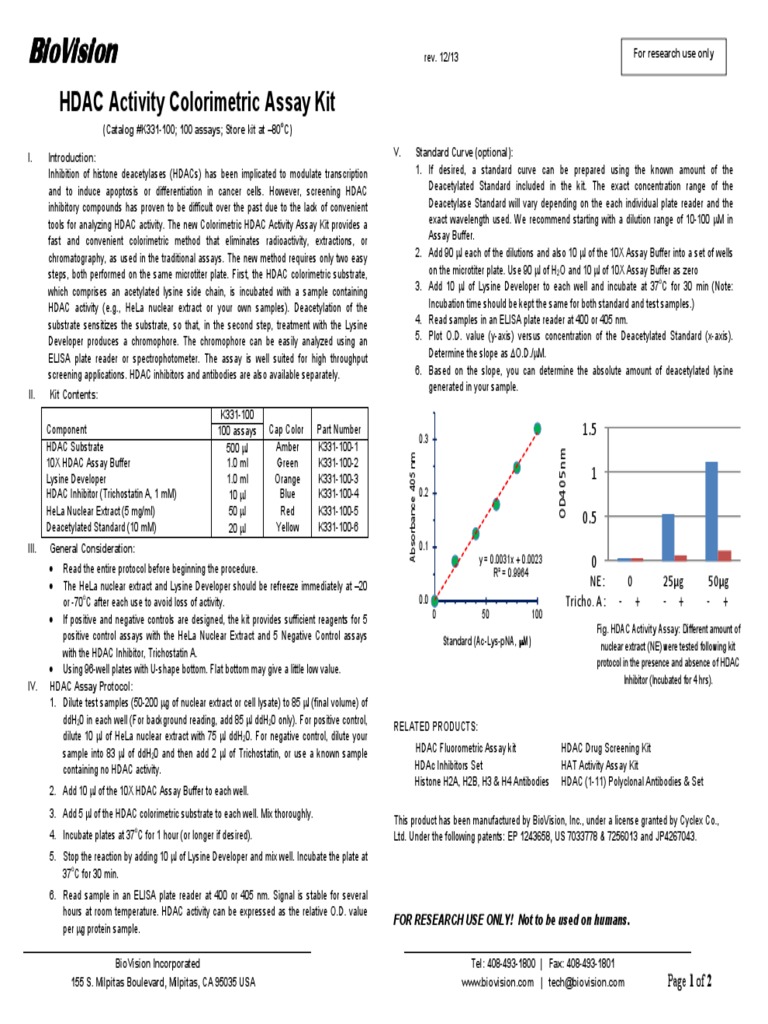 Biovision Biovision Biovision Biovision Hdac Activity Colorimetric