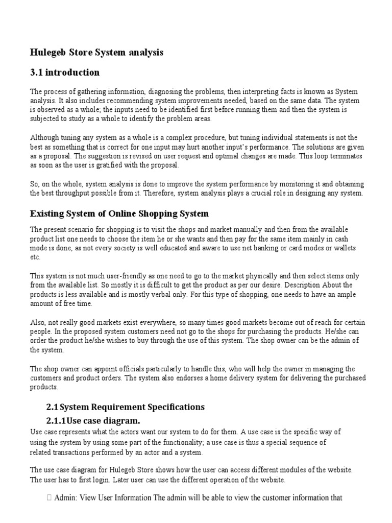 Hulegeb Store System Analysis Guide | PDF | Use Case | User (Computing)