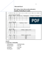 Latihan-Latihan Microsoft Excel 1. Latihan Modul 1 Operator Aritmatika, Pembading & Logika