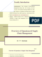 Dr. T. T. Kachwala's overview of operations and supply chain management