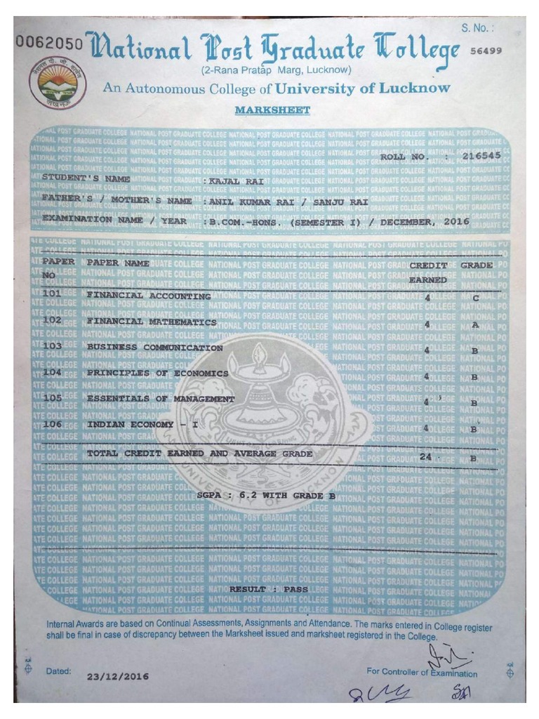 Graduation Markesheets - Reduce | PDF