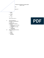 Preliminary Examination in College Algebra