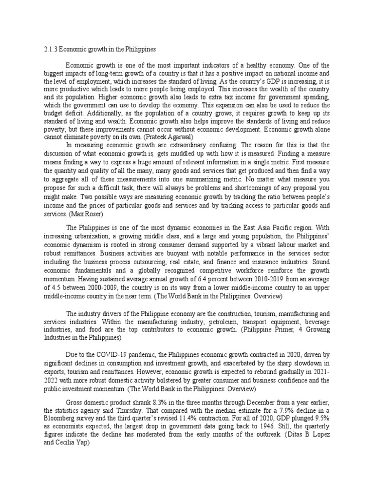 Economic Growth of The Philippines | PDF | Standard Of Living ...