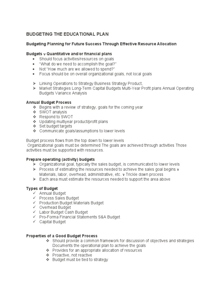 Educational Budgeting for Success | PDF | Goal | Budget