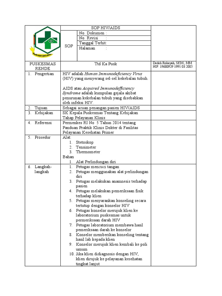 SOP Penanganan HIV/AIDS | PDF