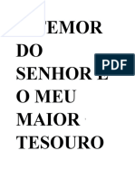 O Temor Do Senhor É o Meu Maior