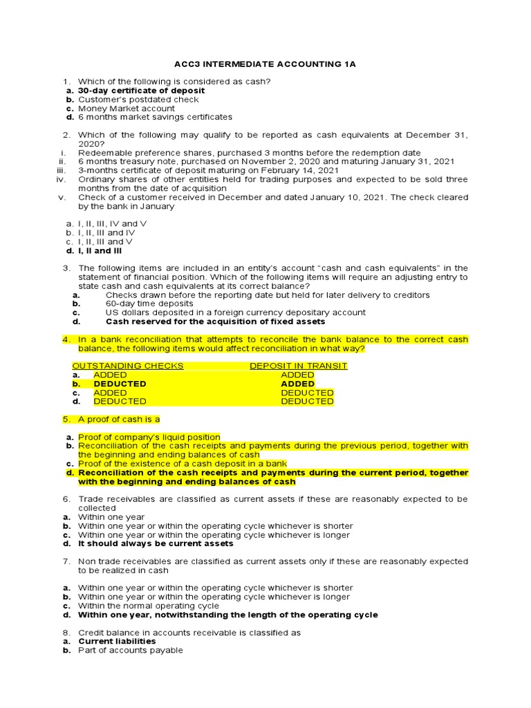 Intermediate Accounting Cash Management Guide | PDF | Inventory ...