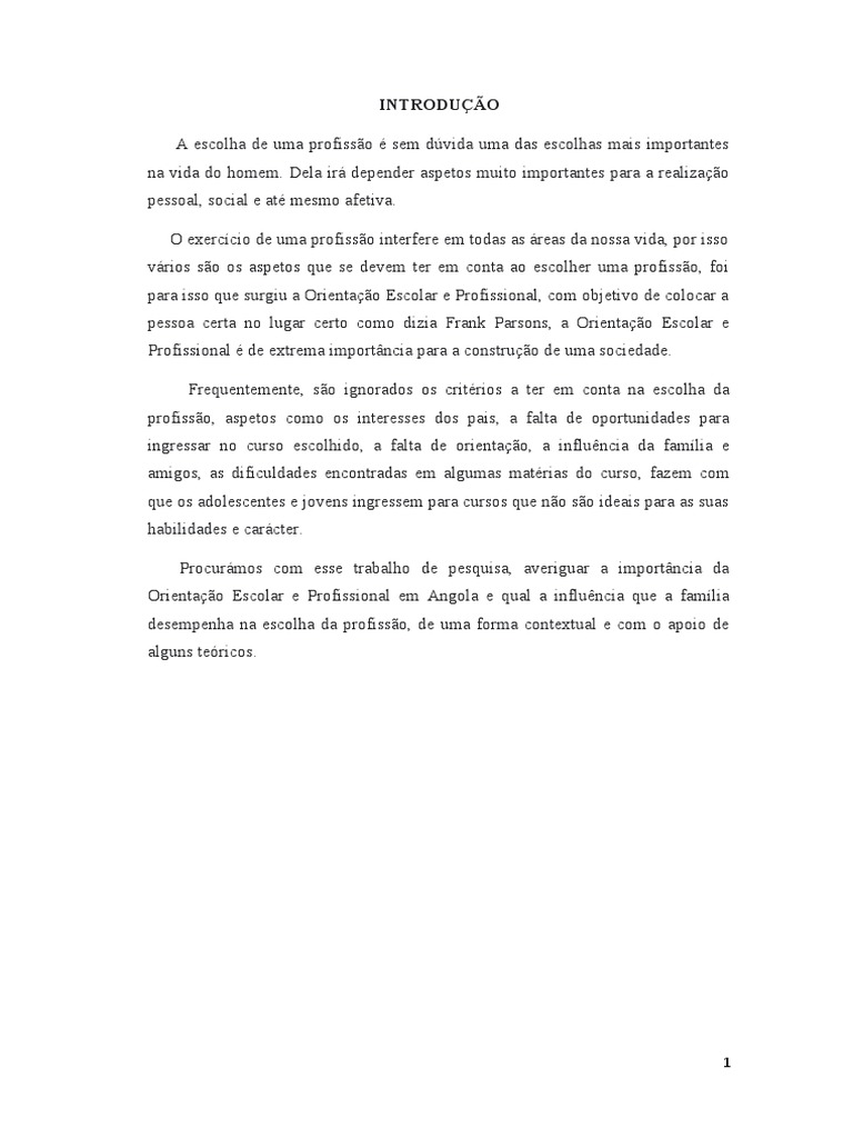 Influência Familiar na Escolha Profissional | PDF | Família | Adolescência