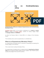 Expansionary Vs Contractionary Monetary Policy