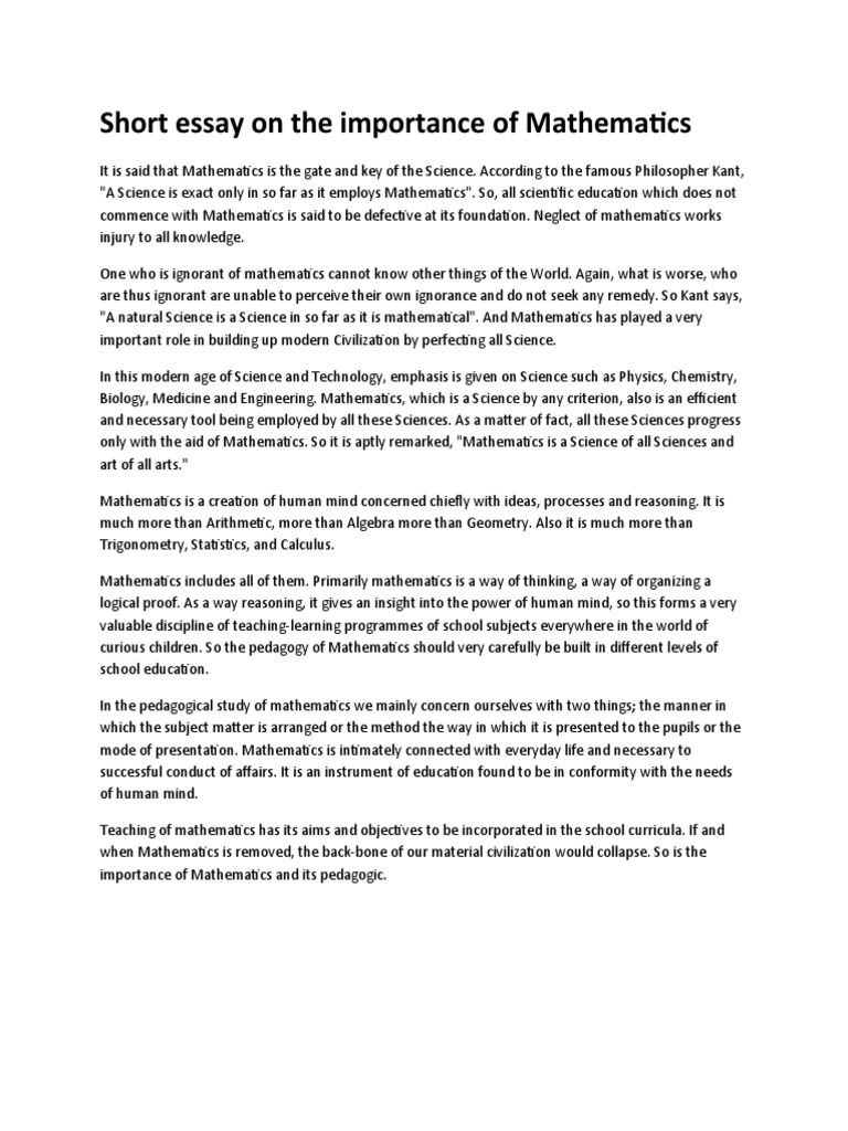 Importance of Mathematics in Education | PDF | Teaching Mathematics ...