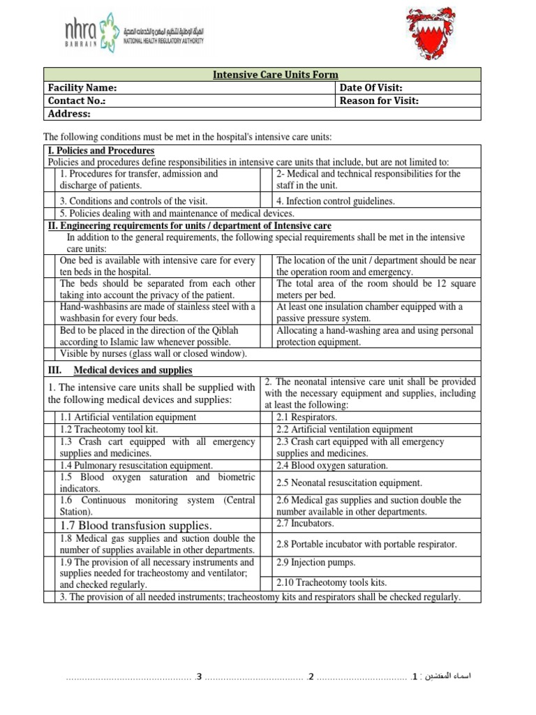 Intensive Care Unit Requirements Guide | PDF | Neonatal Intensive Care ...