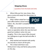 Skipping Shoes: Copy Down The Questions From The Book and Write These Answers