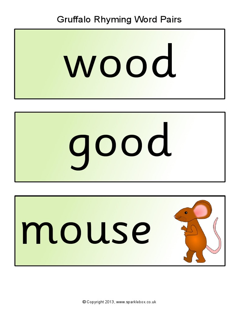 Good Mouse Wood: Gruffalo Rhyming Word Pairs | PDF