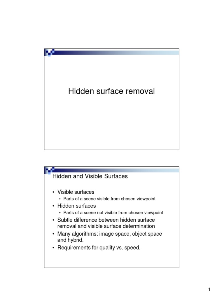Hidden Surface Removal - Computer Graphics | PDF | Imaging | Algorithms