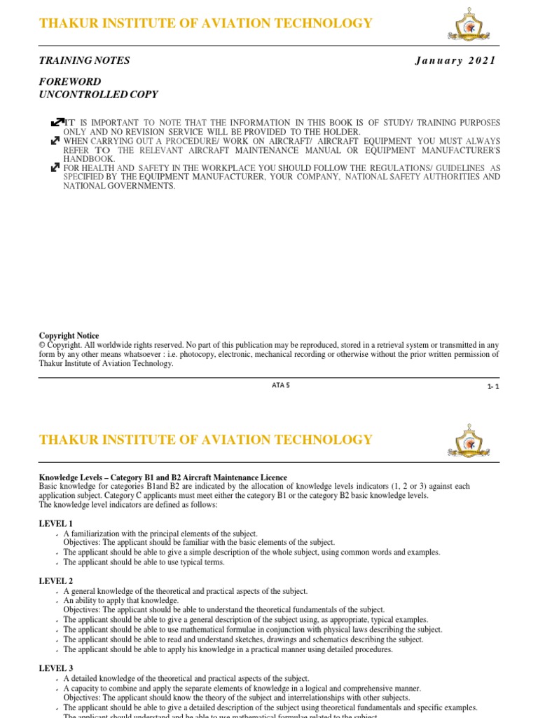 B200 Training Manual Ata 5 | PDF | Manufacturing And Engineering | Science