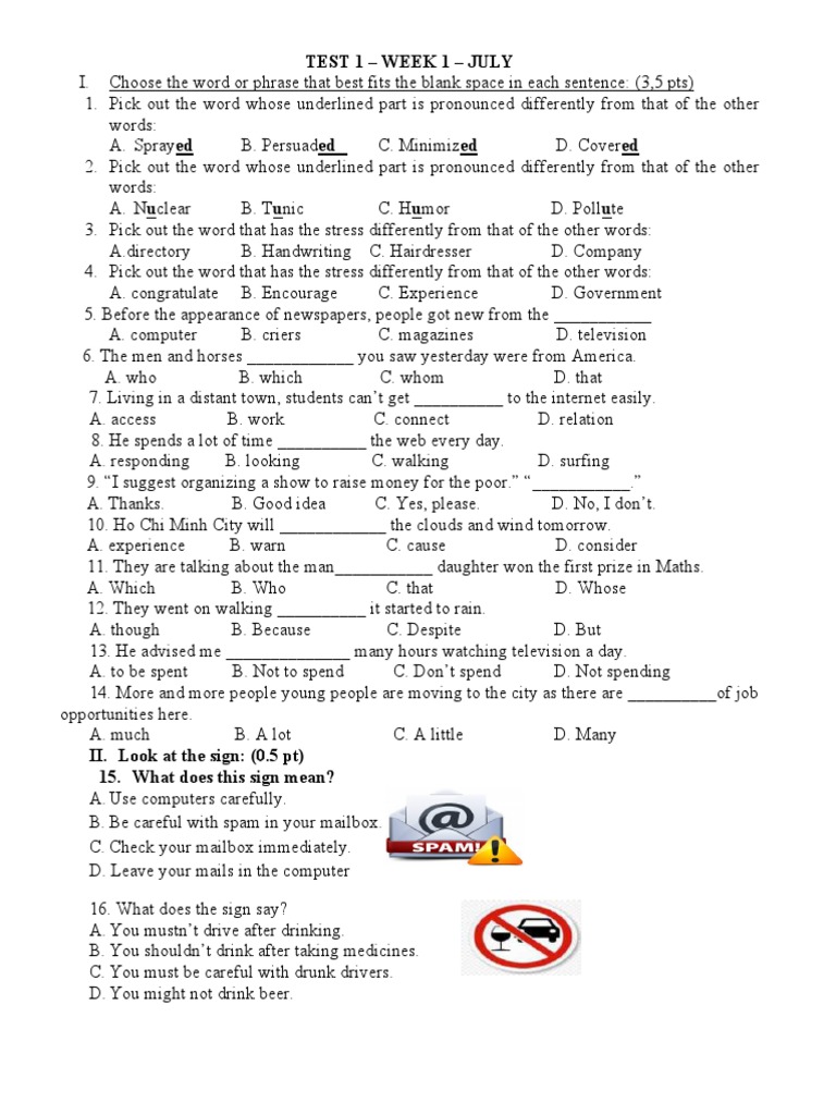 Test 1 - Week 1 - July | PDF | Water | Fresh Water