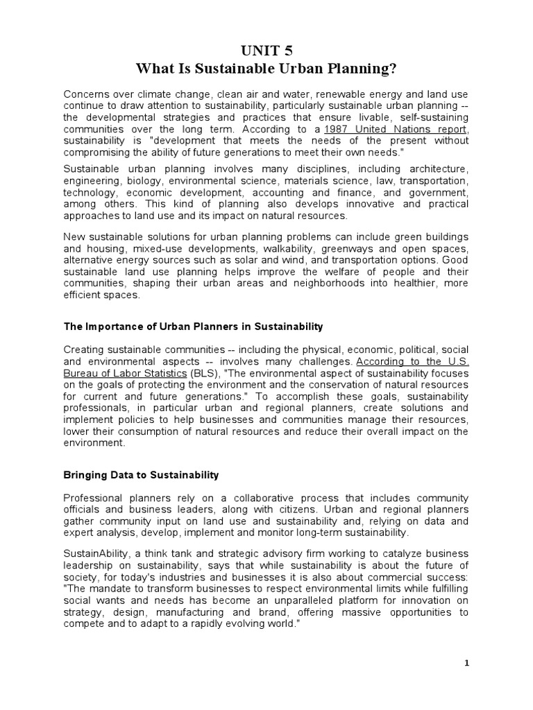 Understanding Sustainable Urban Planning | PDF | Sustainable City ...
