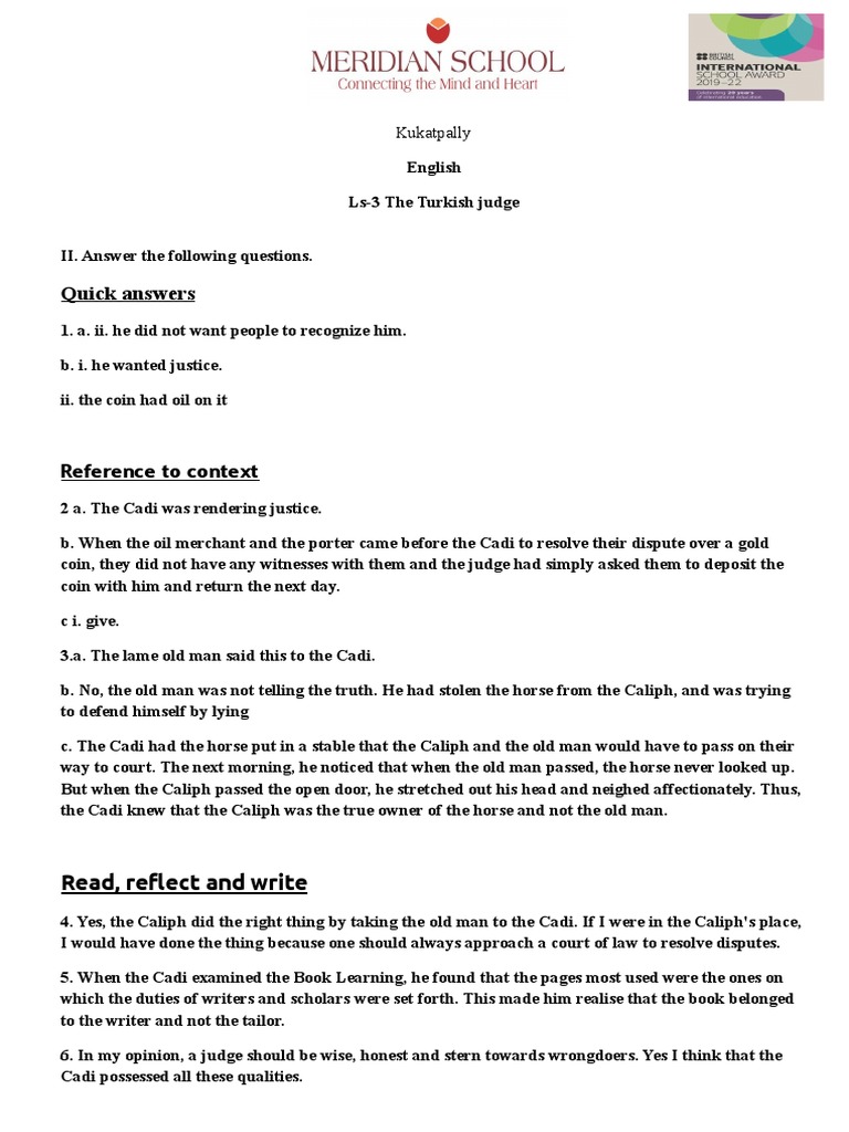 The Turkish Judge Question and Ans Key | PDF