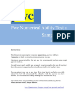 PWC Numerical Ability Test 1 Sample Test: Question Booklet