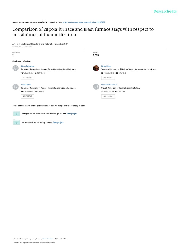 Comparison of Cupola Furnace and Blast Furnace Slags With Respect To