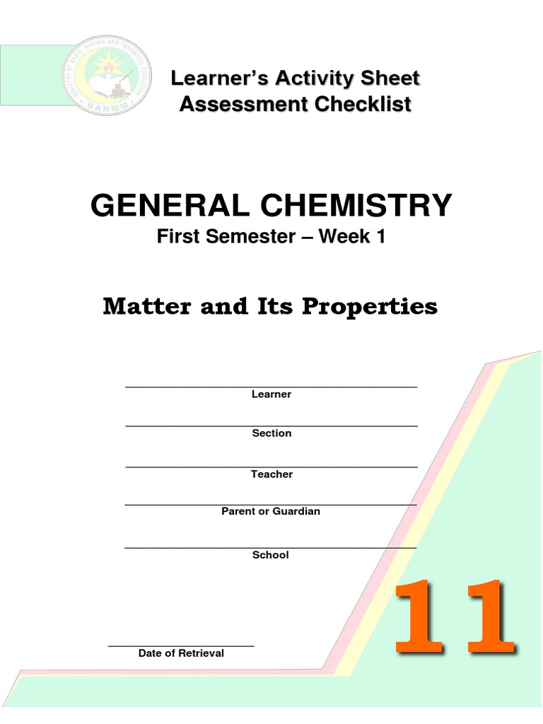 GENERAL CHEMISTRY Grade 11-1S-W1 | PDF | Mixture | Chemical Compounds