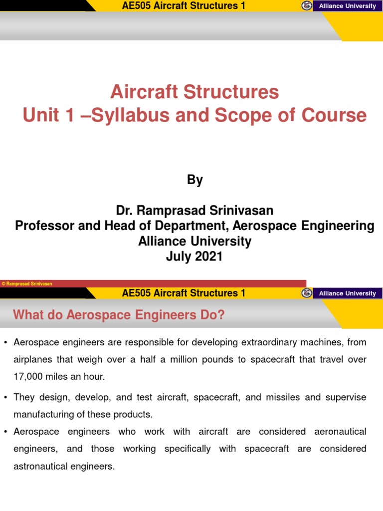 Aircraft Core Course Aircraft Structures Unit1 Syllabus& Scope | PDF ...