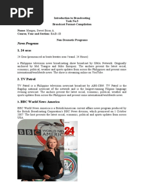 Task 5 Broadcast Format Compilation Margen Sweet Brien a. BAB 1B