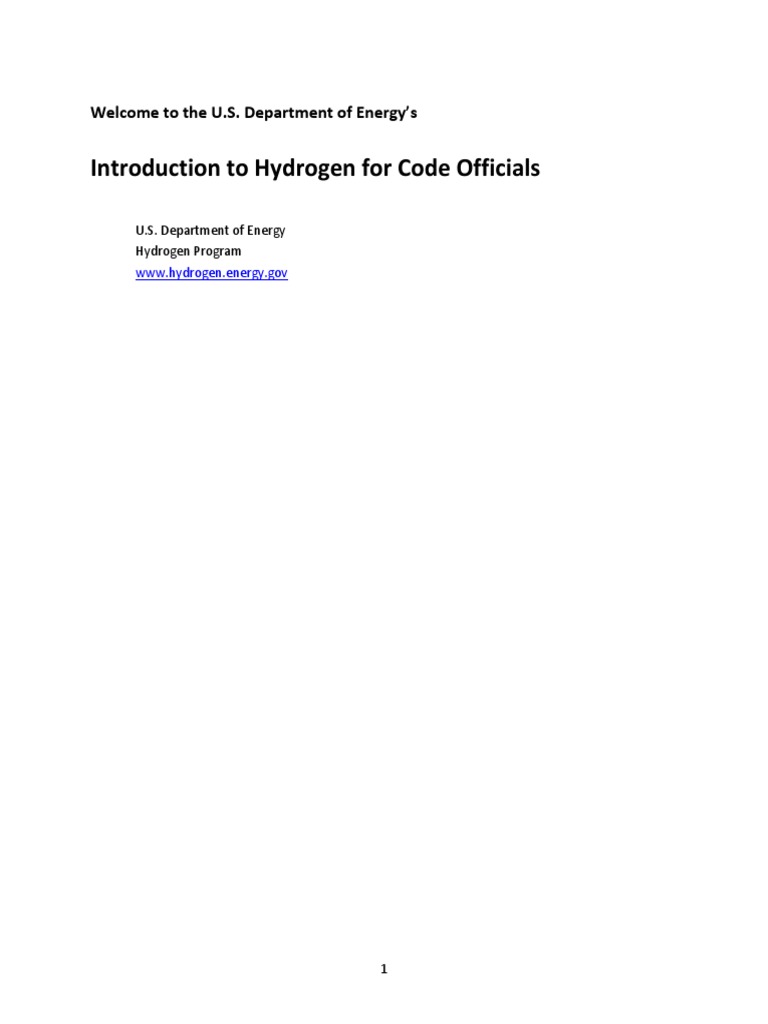 Introduction To Hydrogen For Code Officials Text Version | PDF | Fuel ...